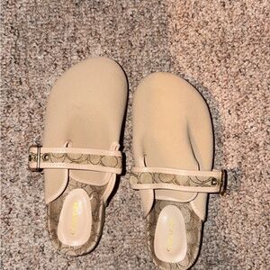 Coach Beige Mules with Patterned Strap